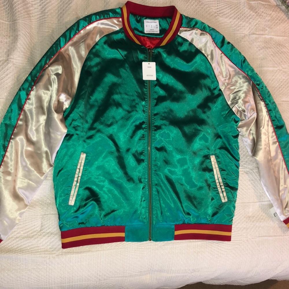 NWT Urban Outfitters Skull Embroidered Bomber Jacket